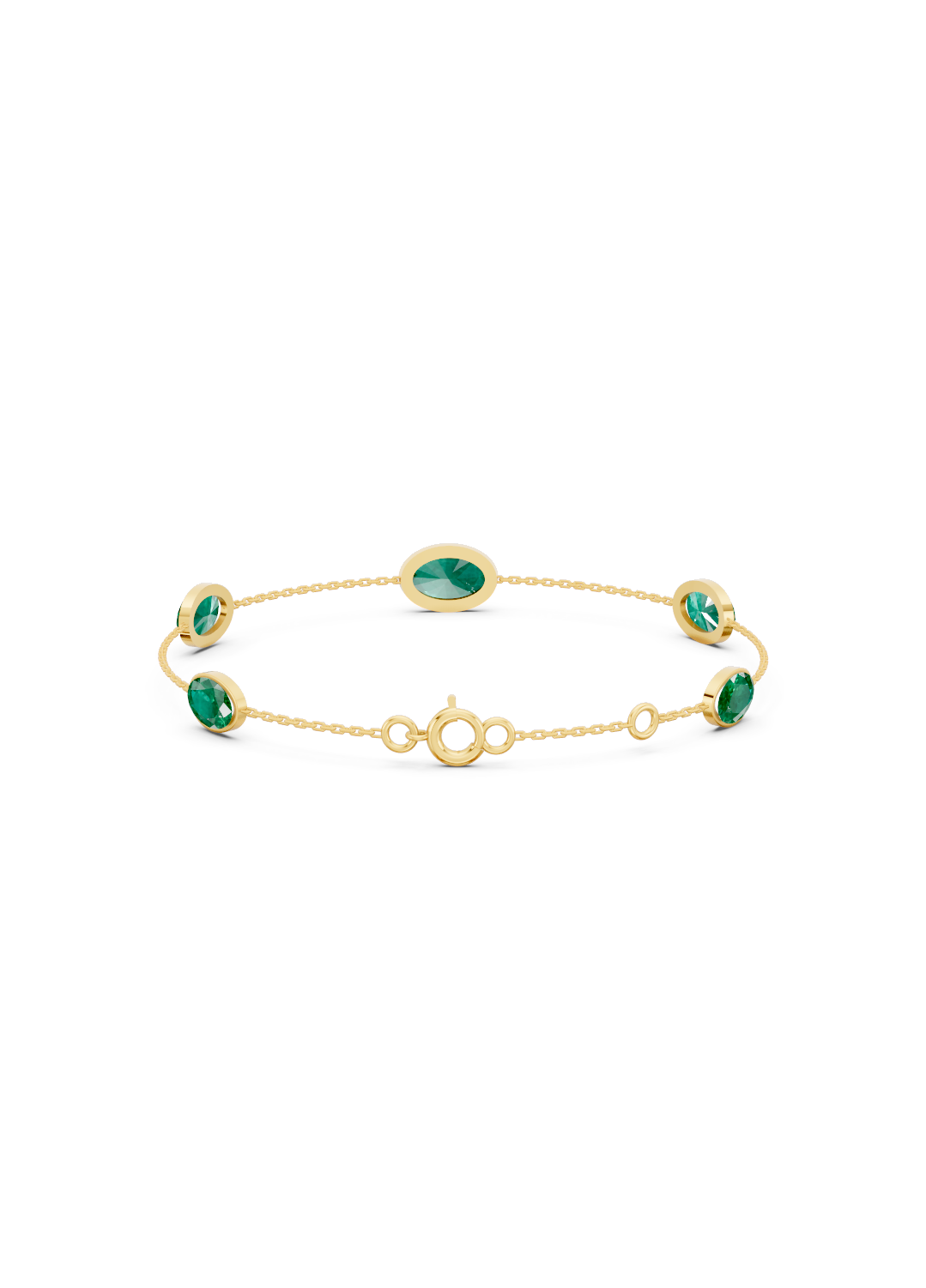 Crimson Emerald Solitaire Strand Bracelet