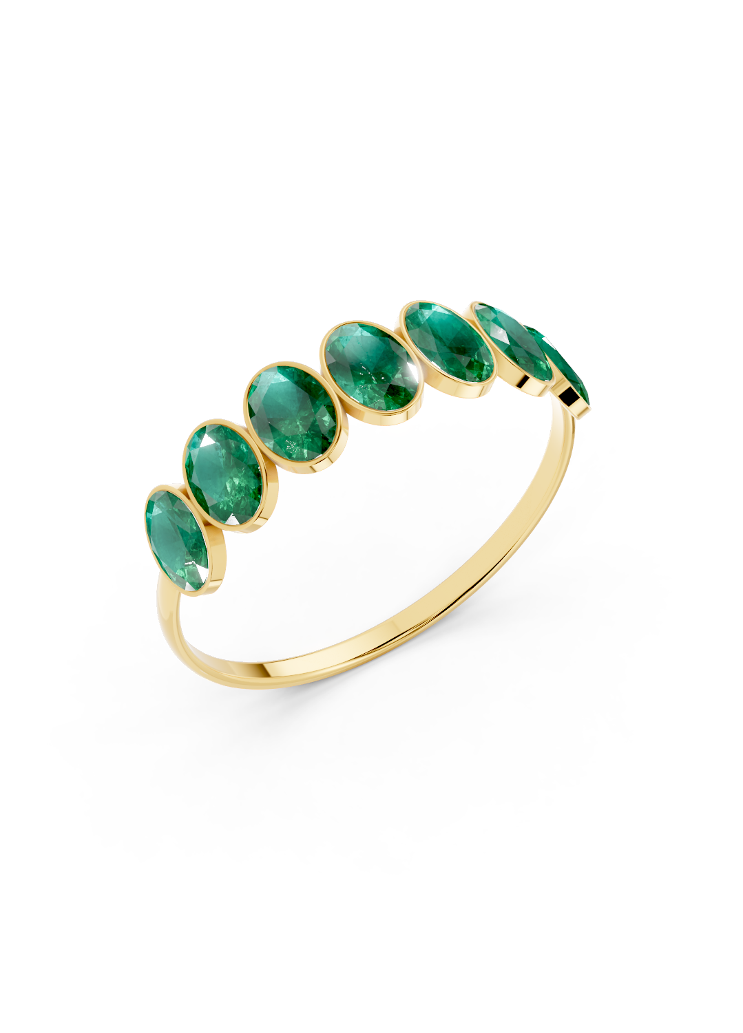 Emerald Oval Half Ring
