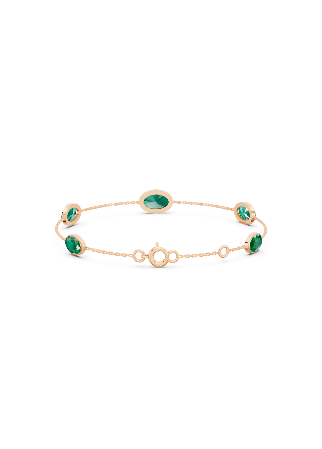 Crimson Emerald Solitaire Strand Bracelet