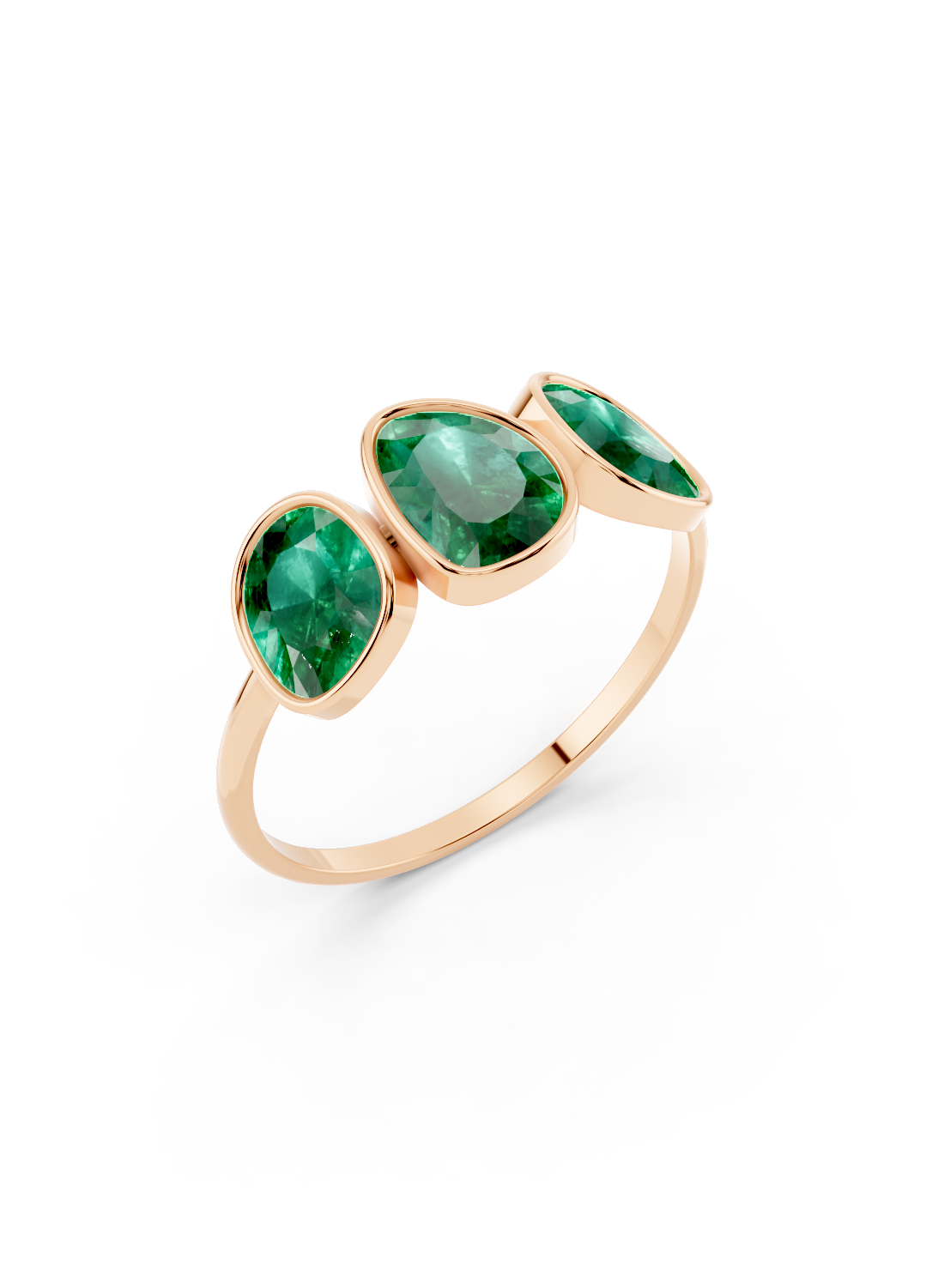 Emerald Organic Three-Stone Ring