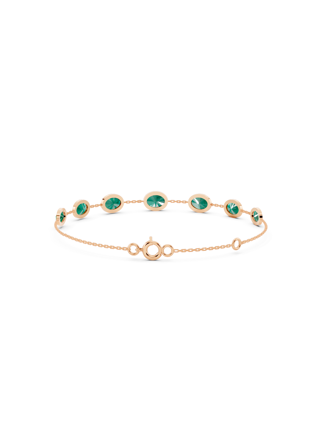 Cascading Emerald Solitaire Strand Bracelet