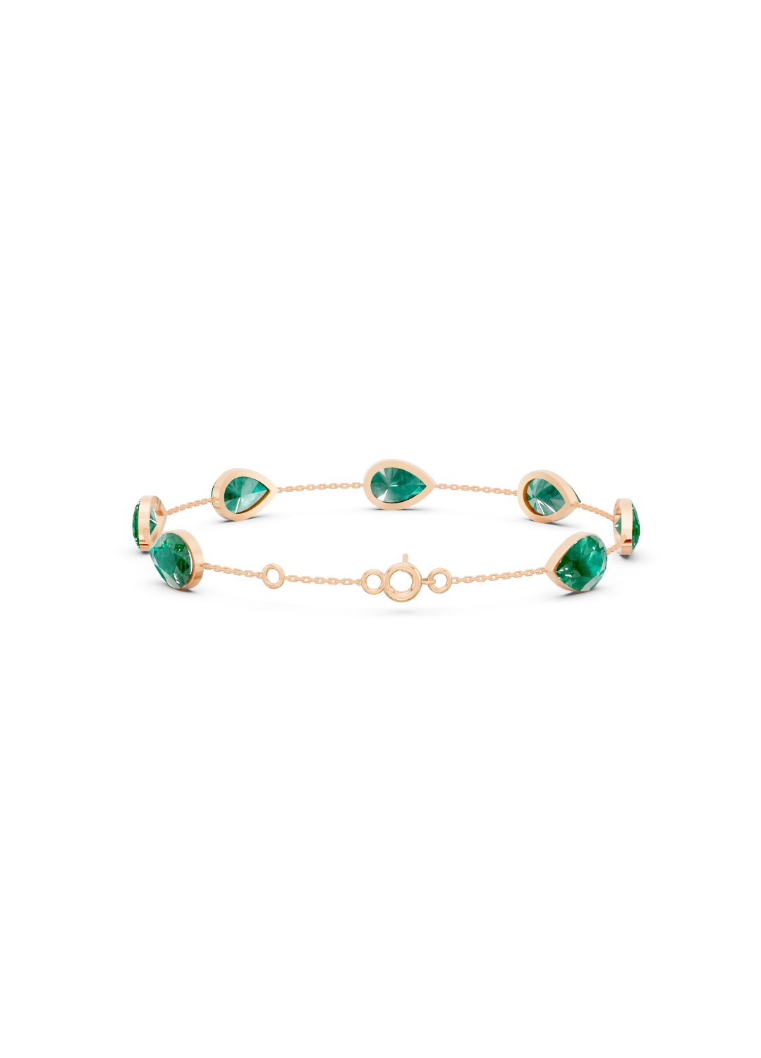 Pear-Cut Zambian Emerald Bezel-Set Delicate Bracelet