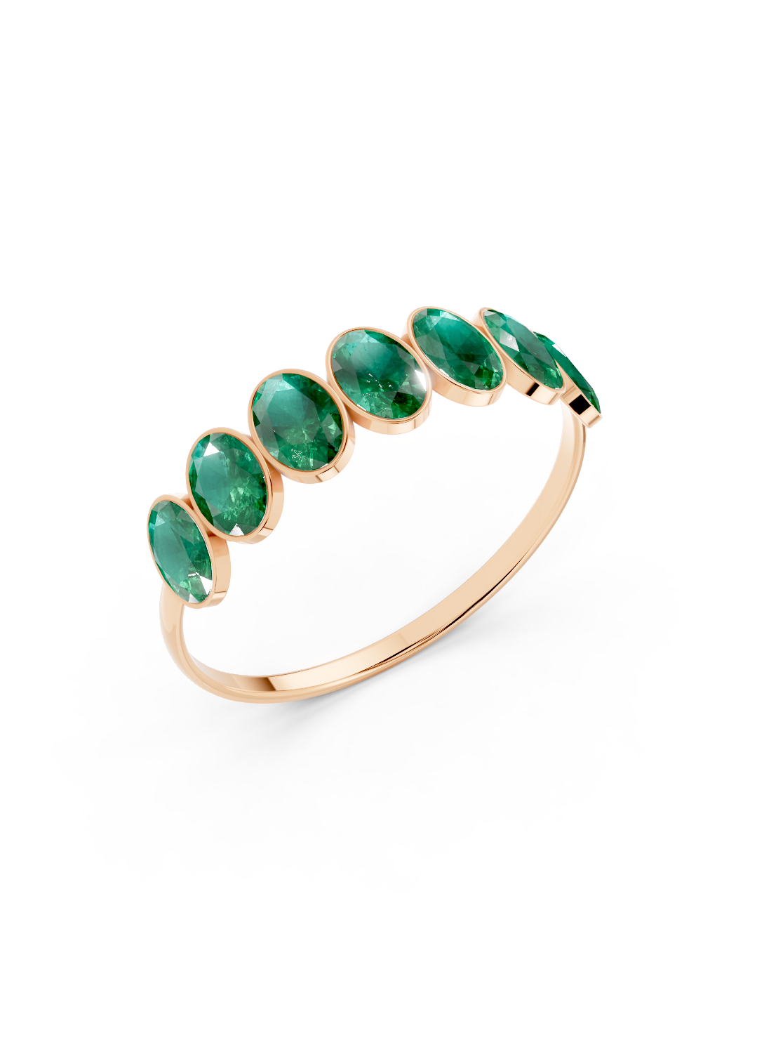 Emerald Oval Half Ring