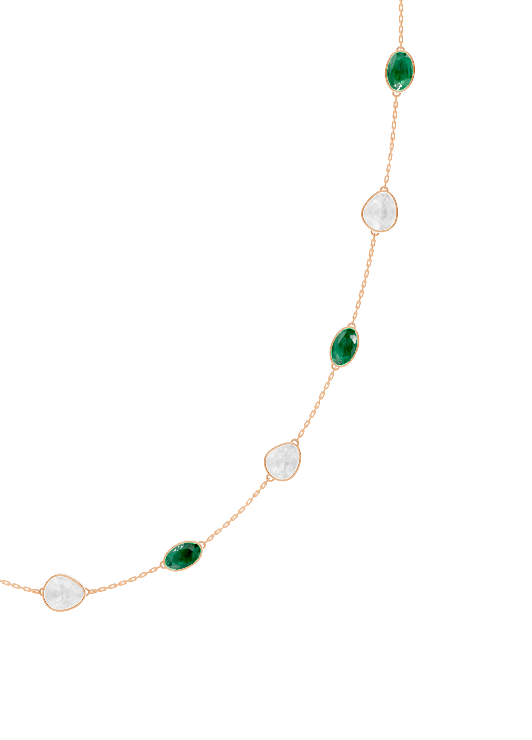 Emerald and Opal Bezel-Set Necklace