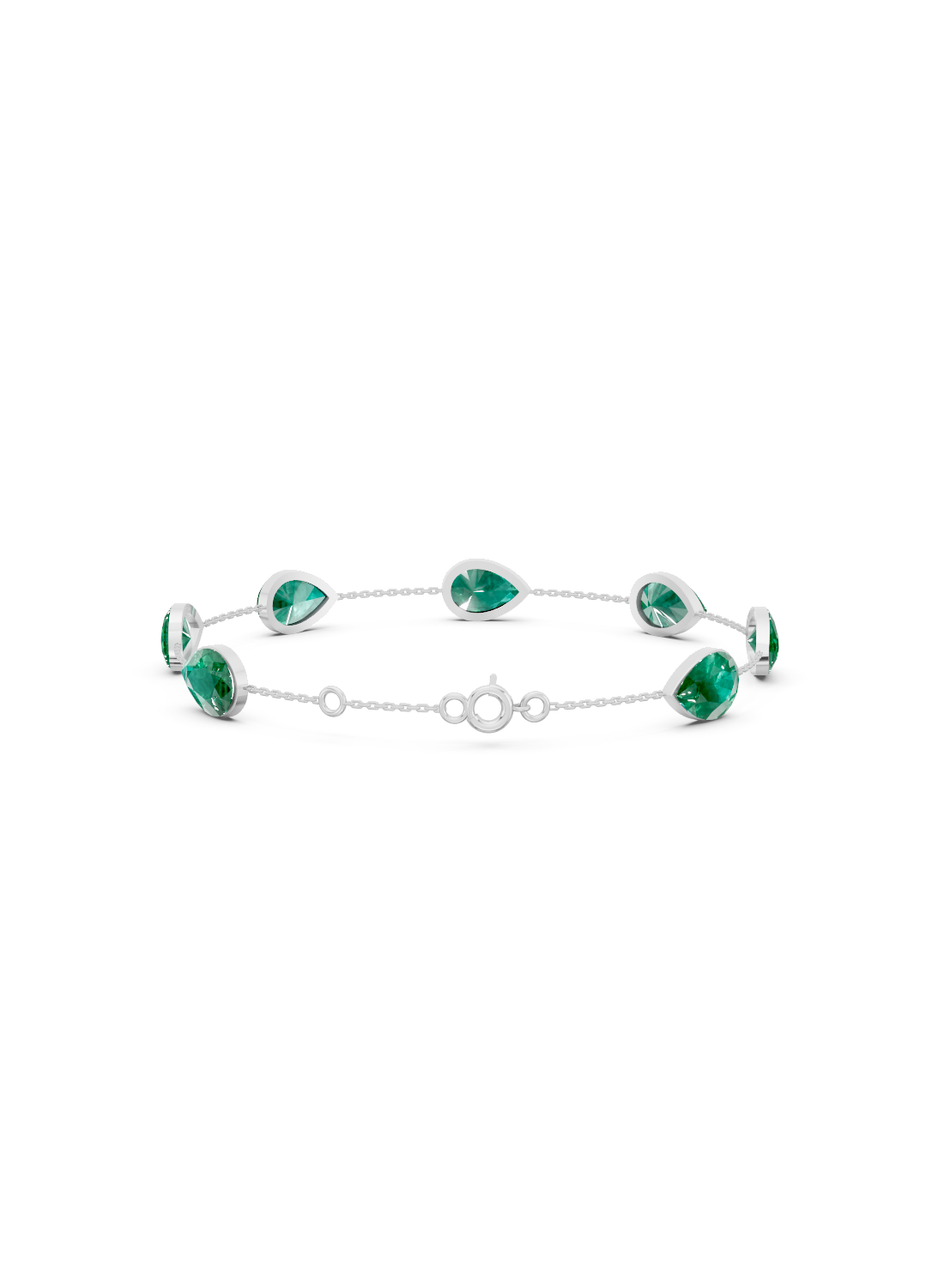Pear-Cut Zambian Emerald Bezel-Set Delicate Bracelet