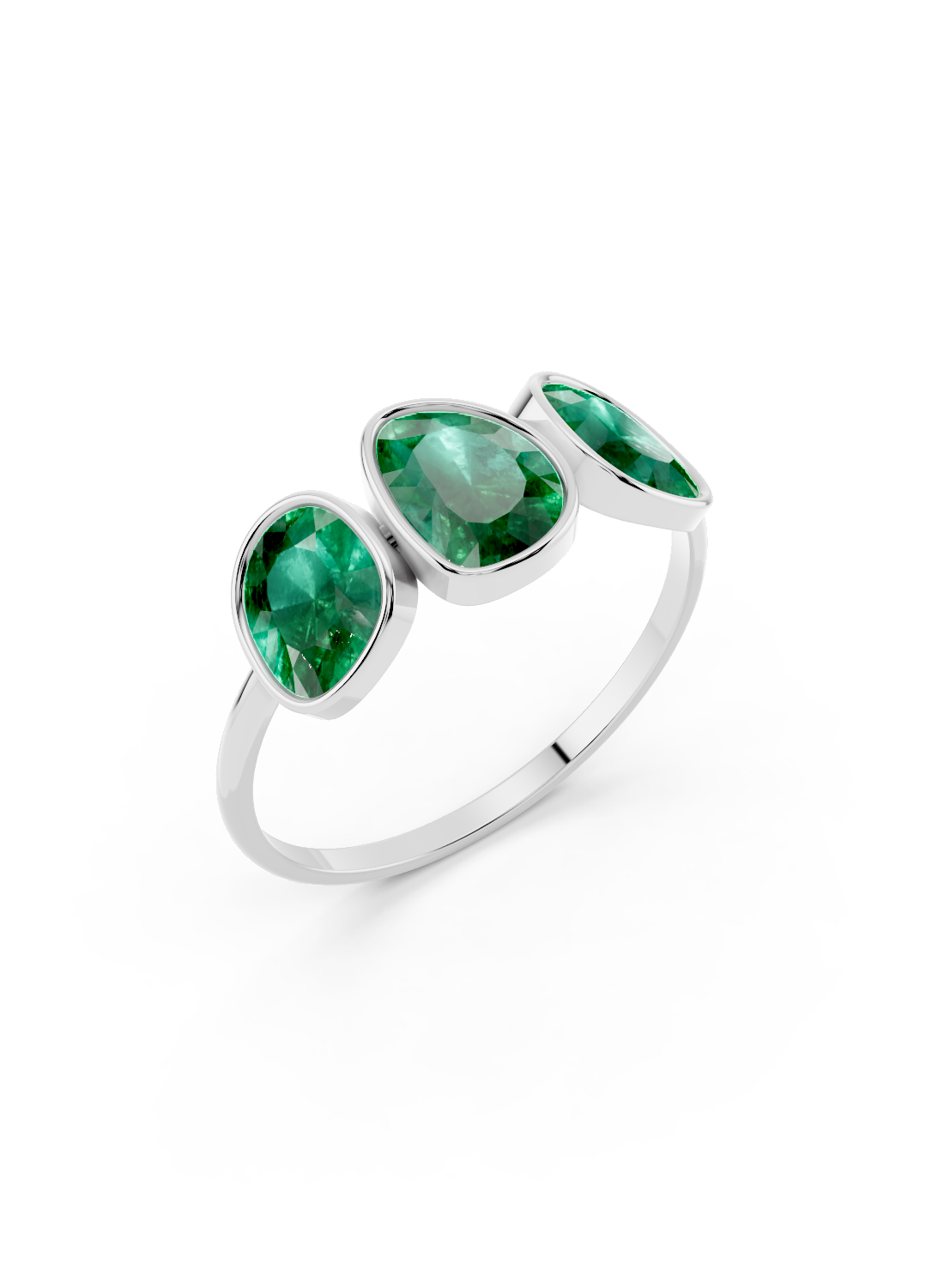 Emerald Organic Three-Stone Ring