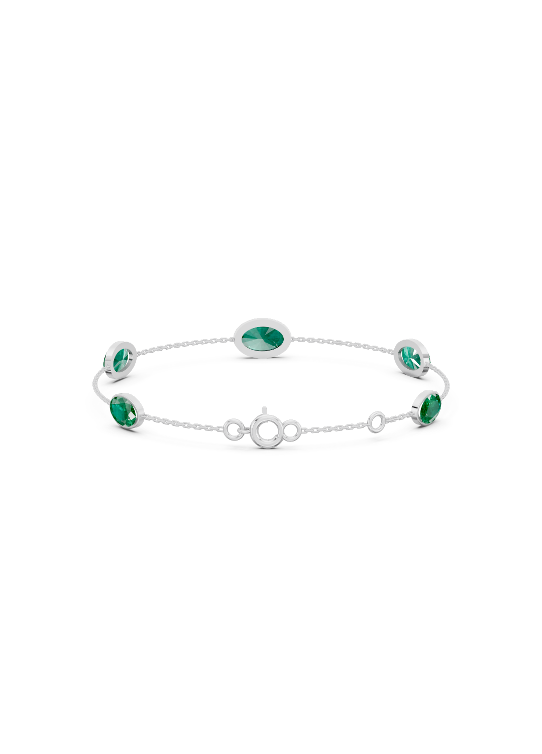 Crimson Emerald Solitaire Strand Bracelet