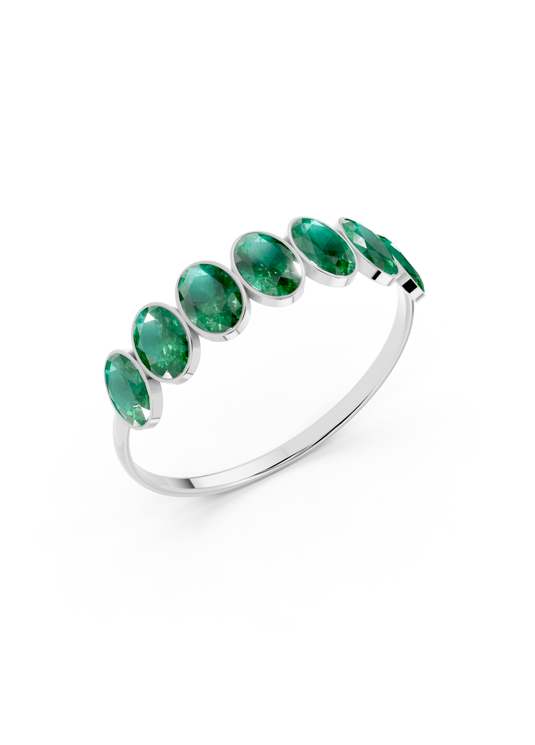 Emerald Oval Half Ring