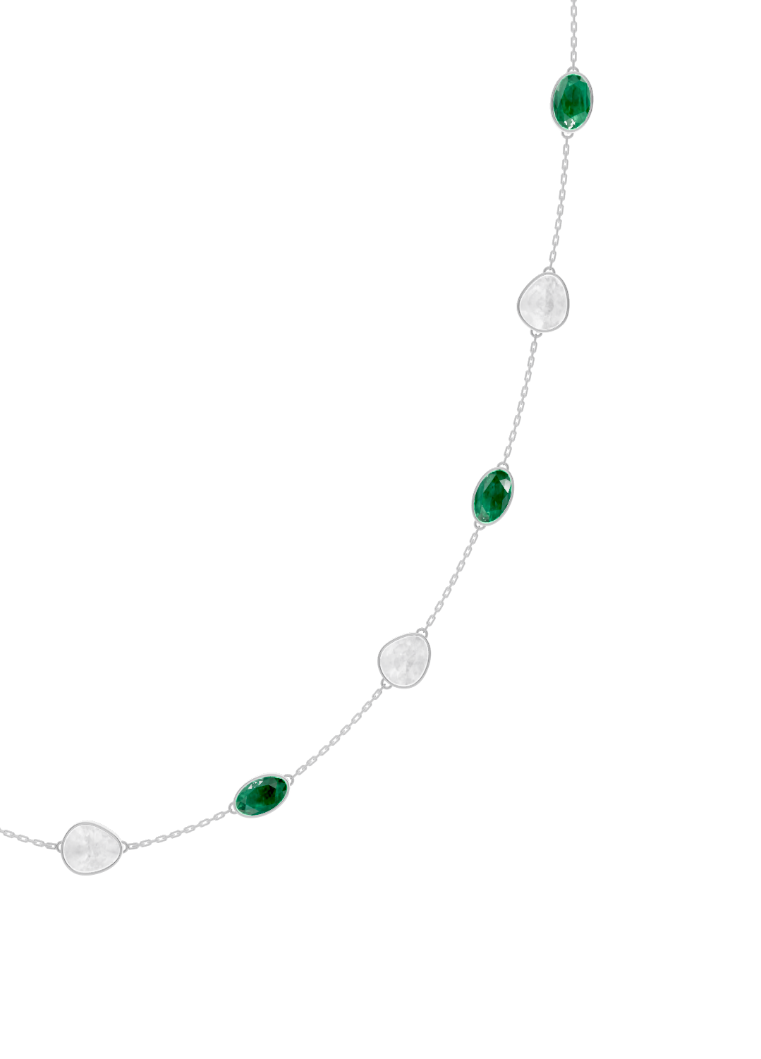 Emerald and Opal Bezel-Set Necklace