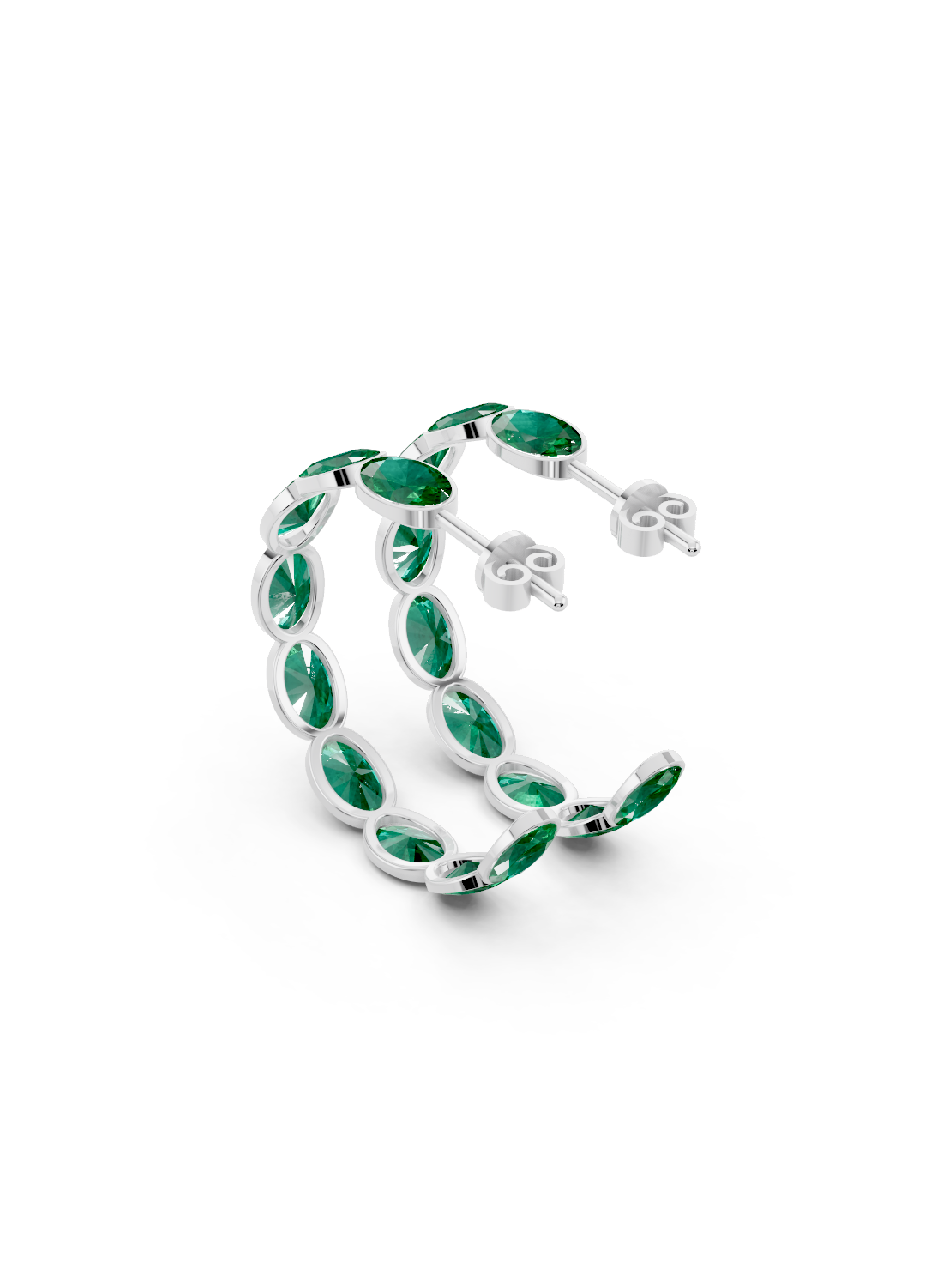 Emerald Bezel-Set Hoop Earrings