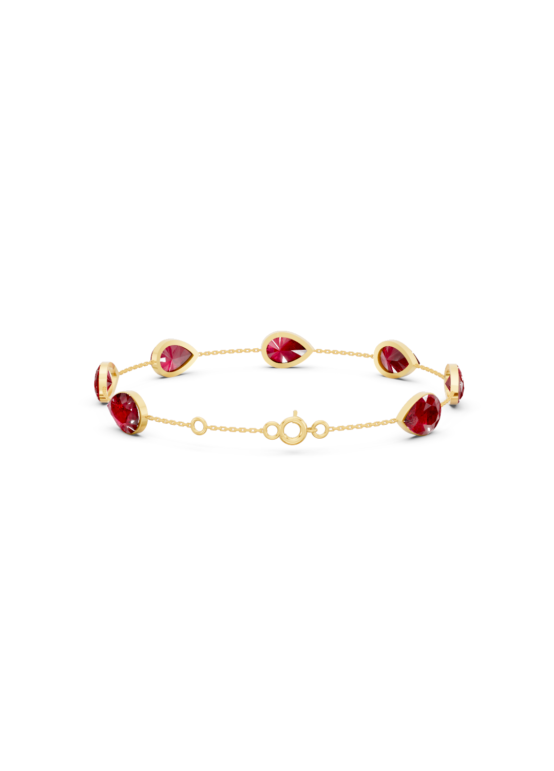 Pear-Cut Ruby Bezel-Set Delicate Bracelet