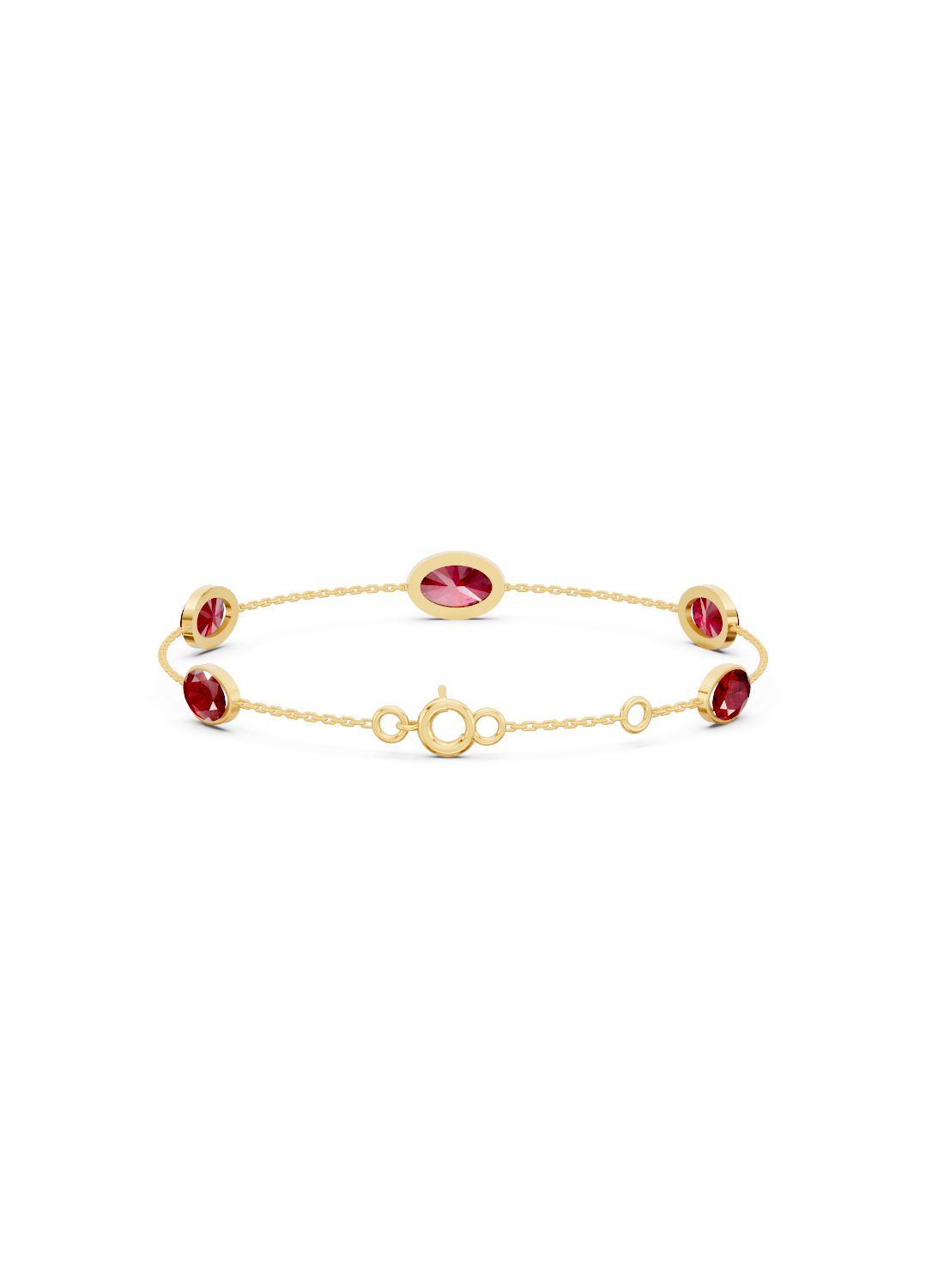 Crimson Ruby Solitaire Strand Bracelet