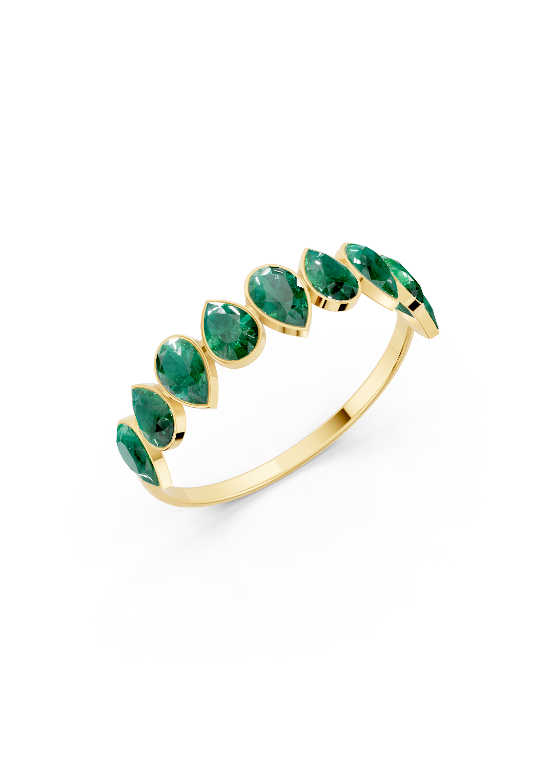 Emerald Alternating Pear Eternity Ring