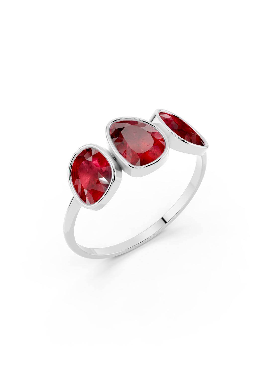 Ruby Organic Three-Stone Ring
