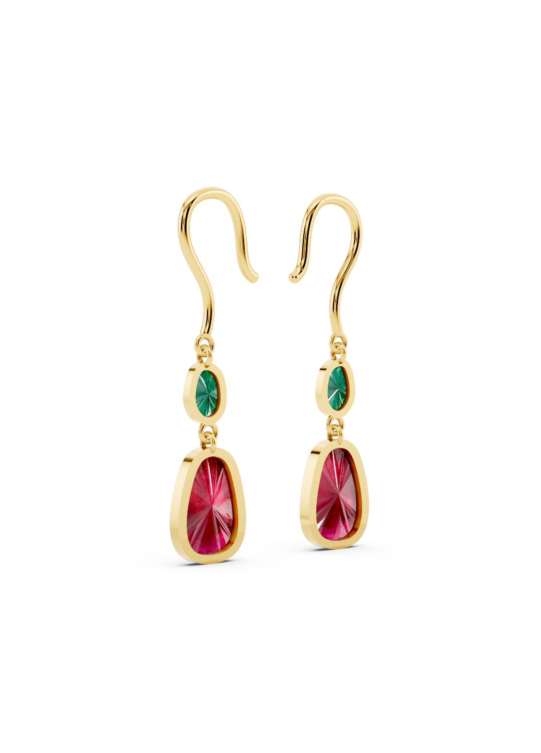 Emerald and Ruby Drop Earrings