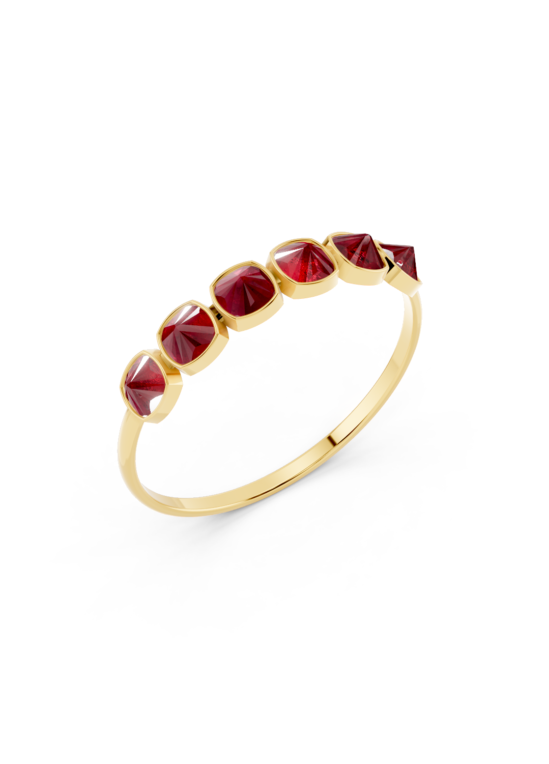 Ruby Pyramid Half Ring
