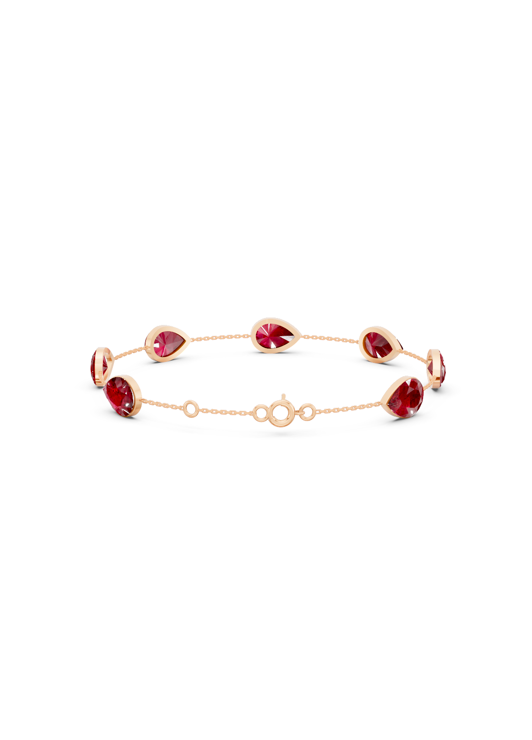Pear-Cut Ruby Bezel-Set Delicate Bracelet
