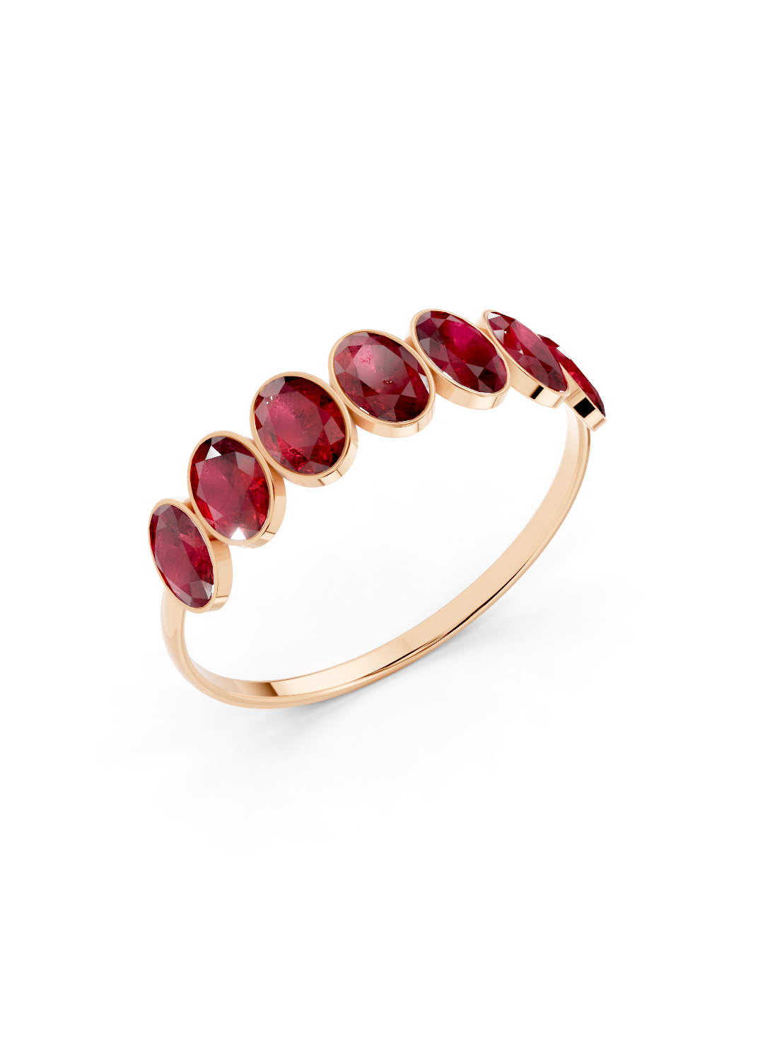 Ruby Oval Half Ring