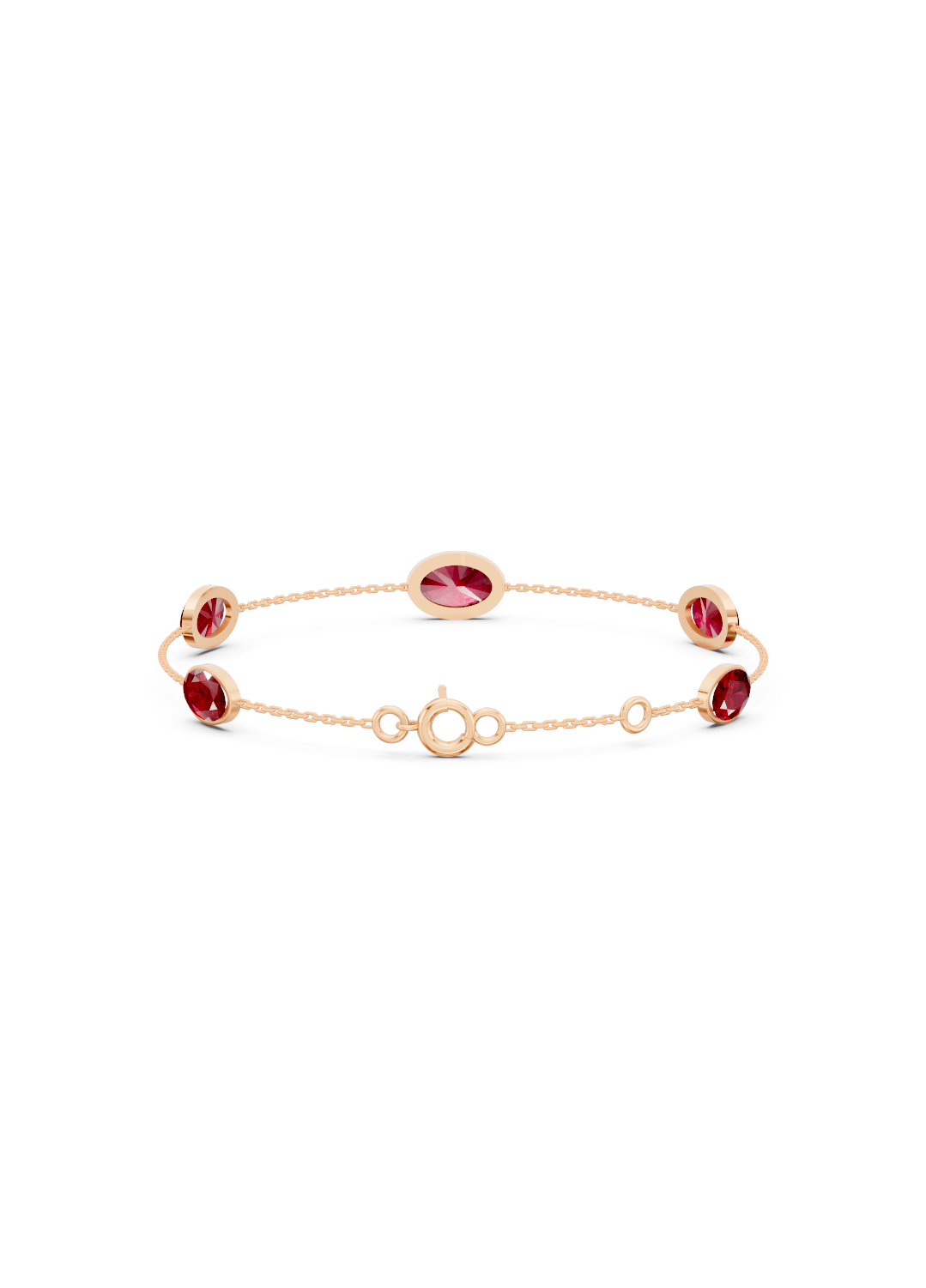Crimson Ruby Solitaire Strand Bracelet