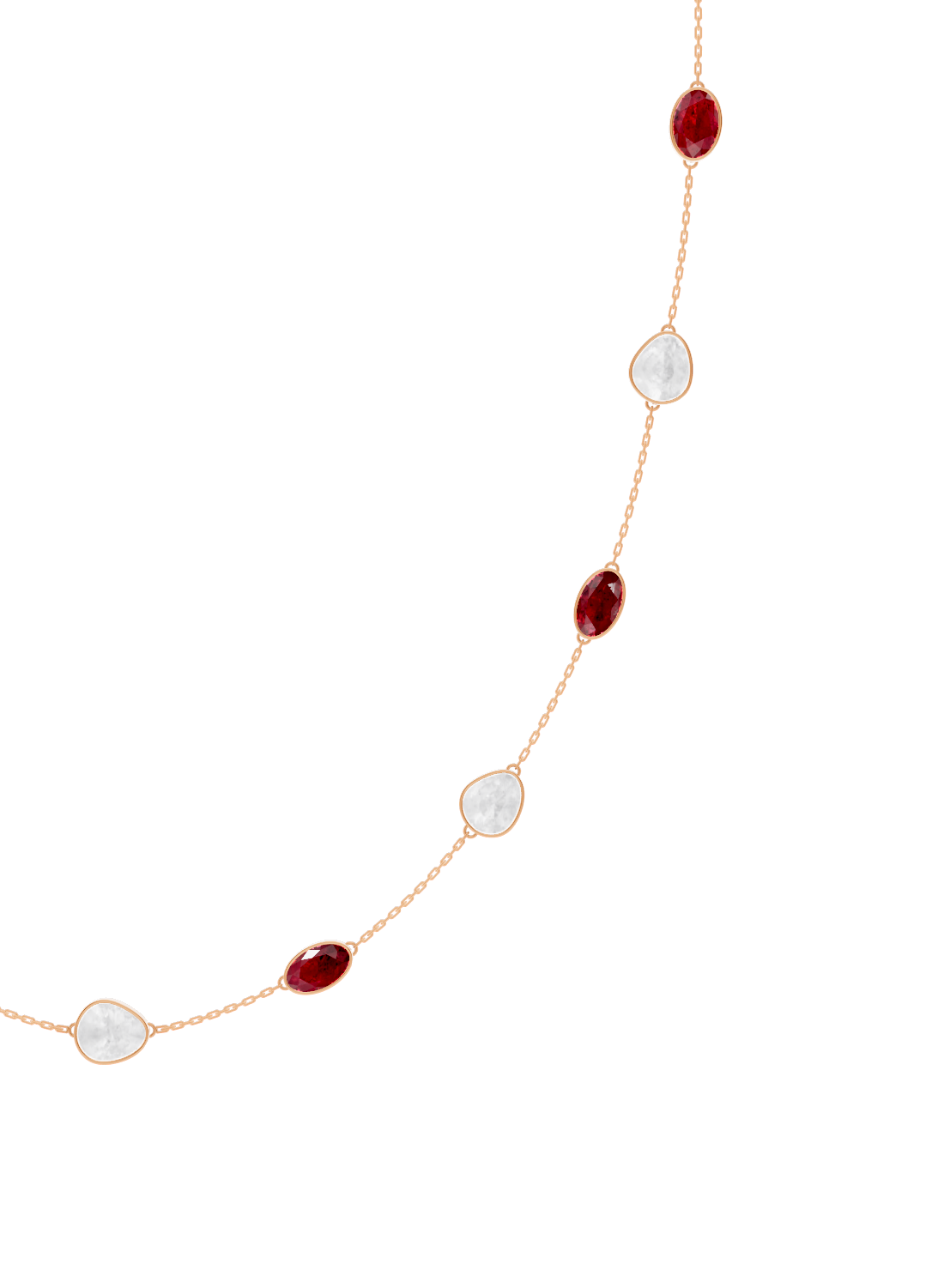 Ruby and Opal Bezel-Set Necklace