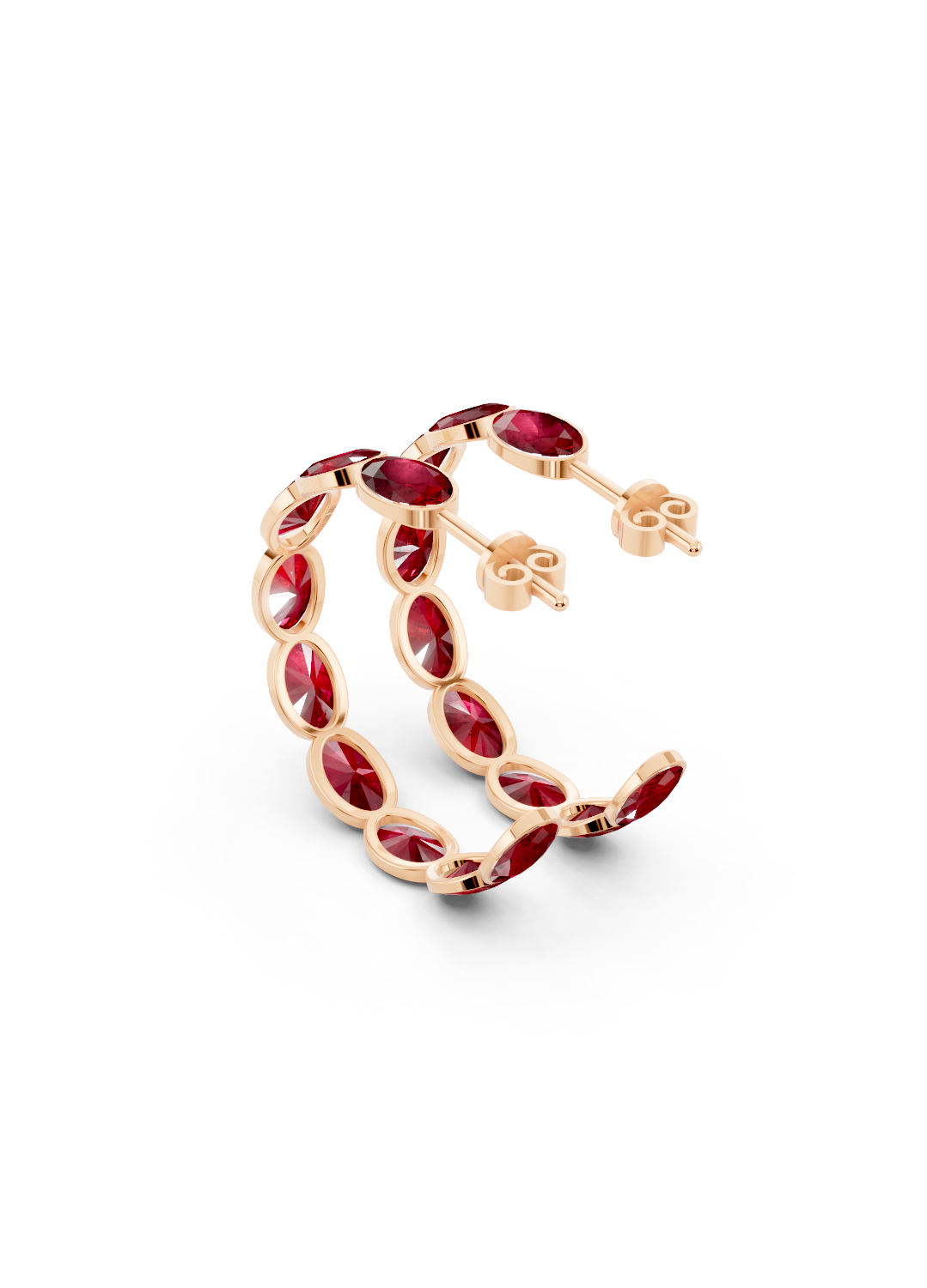 Ruby Bezel-Set Hoop Earrings