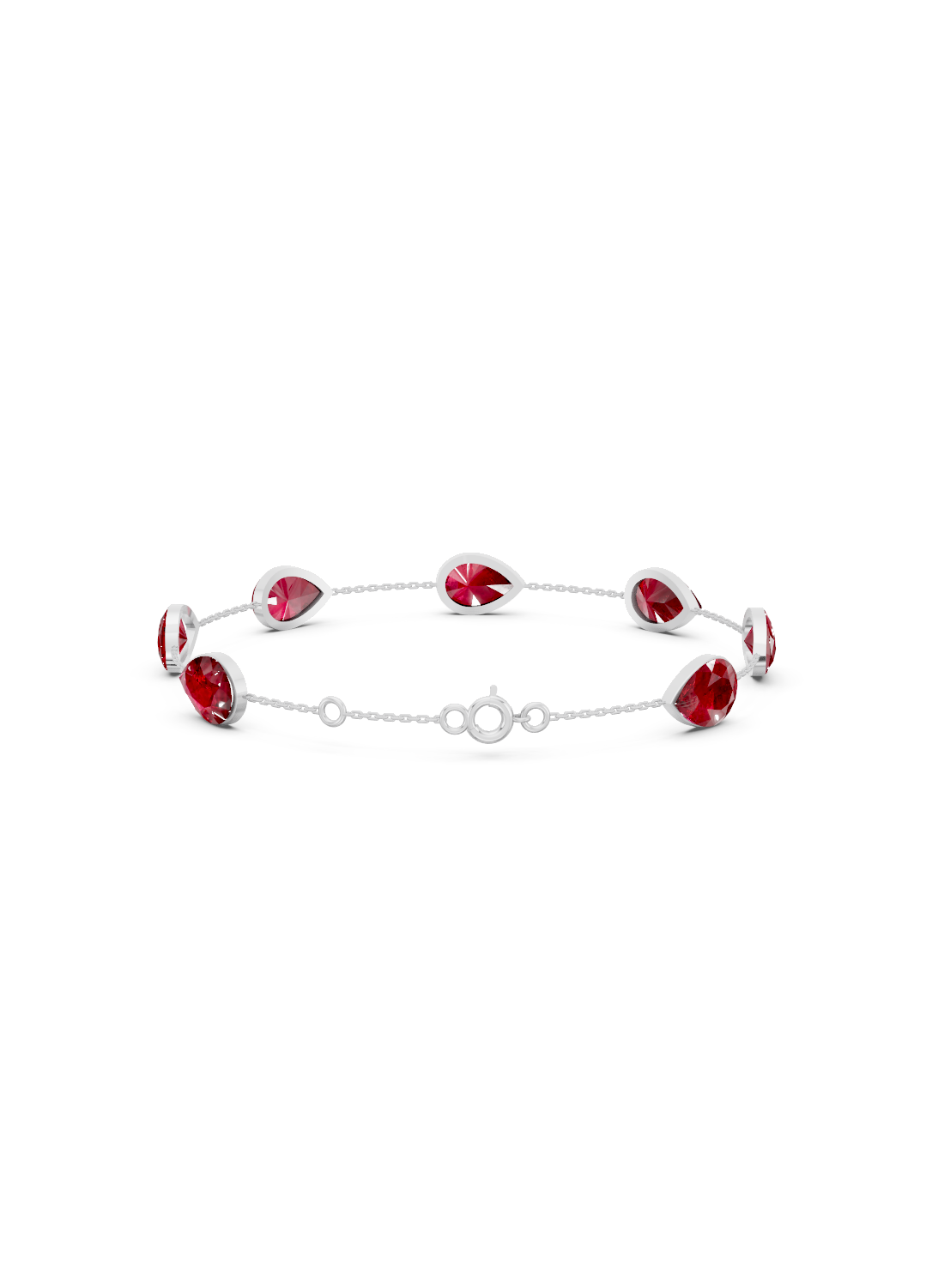 Pear-Cut Ruby Bezel-Set Delicate Bracelet