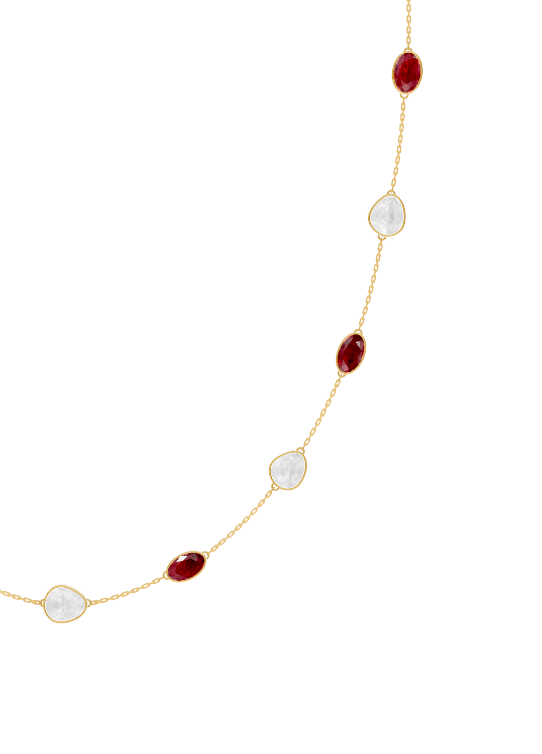 Ruby and Opal Bezel-Set Necklace