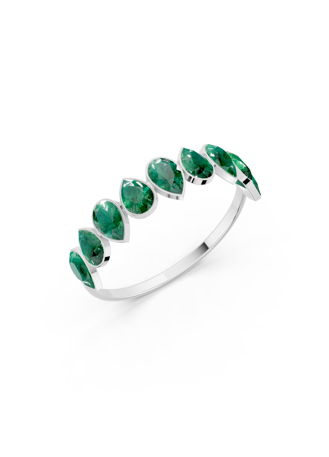 Emerald Alternating Pear Eternity Ring
