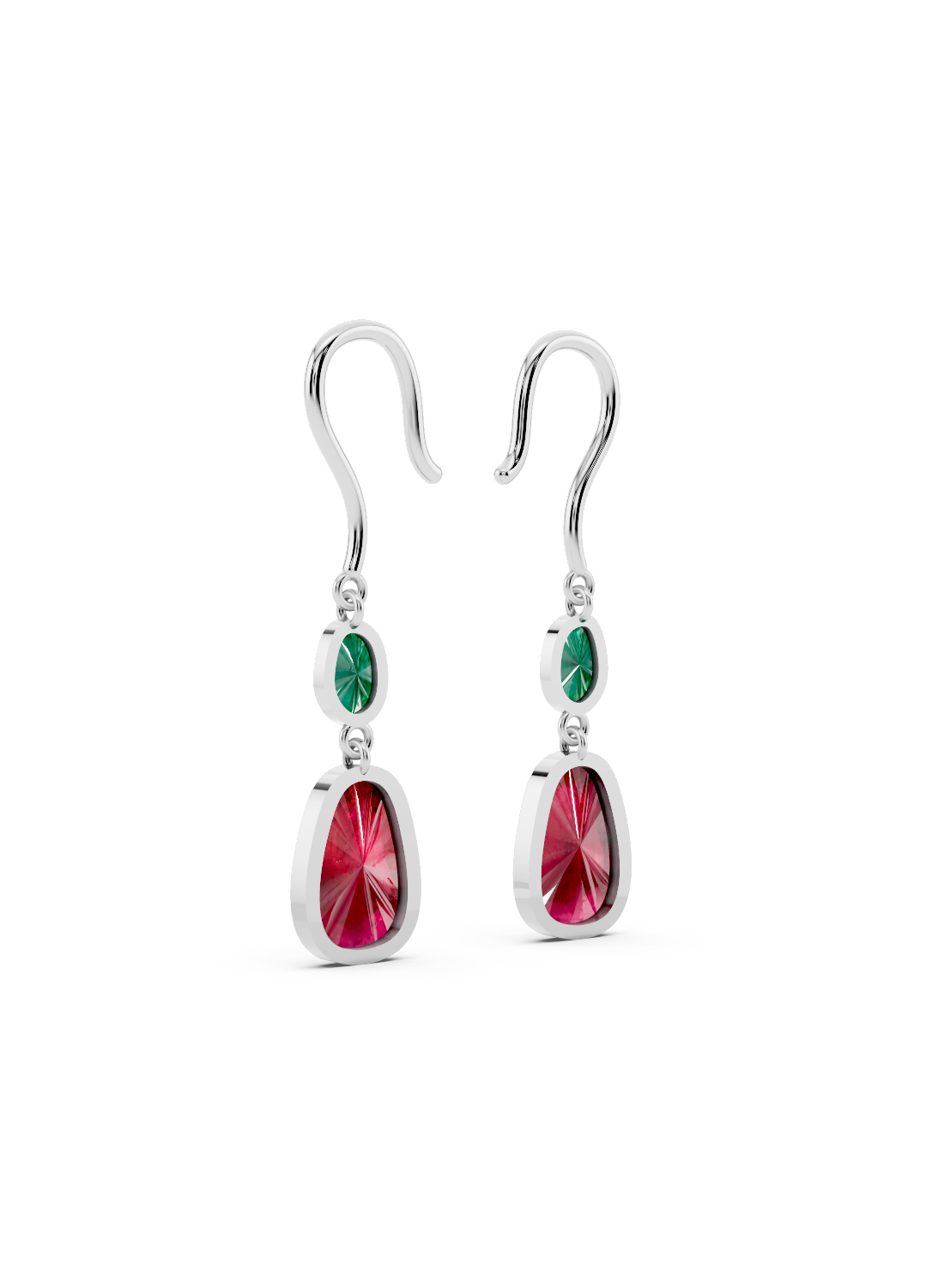 Emerald and Ruby Drop Earrings