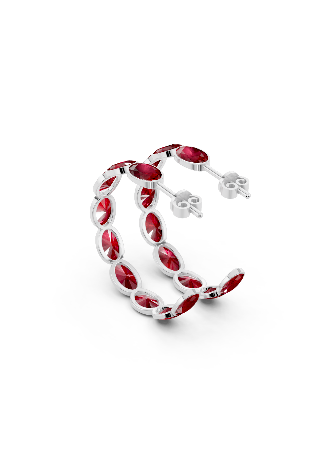 Ruby Bezel-Set Hoop Earrings
