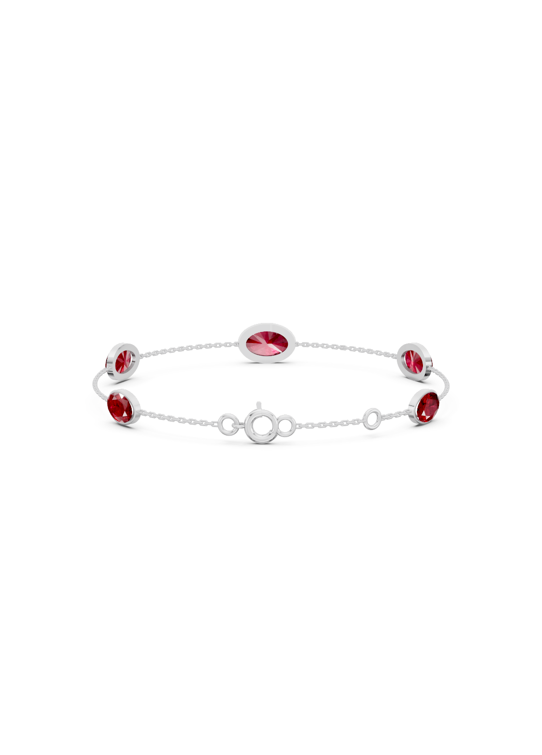 Crimson Ruby Solitaire Strand Bracelet