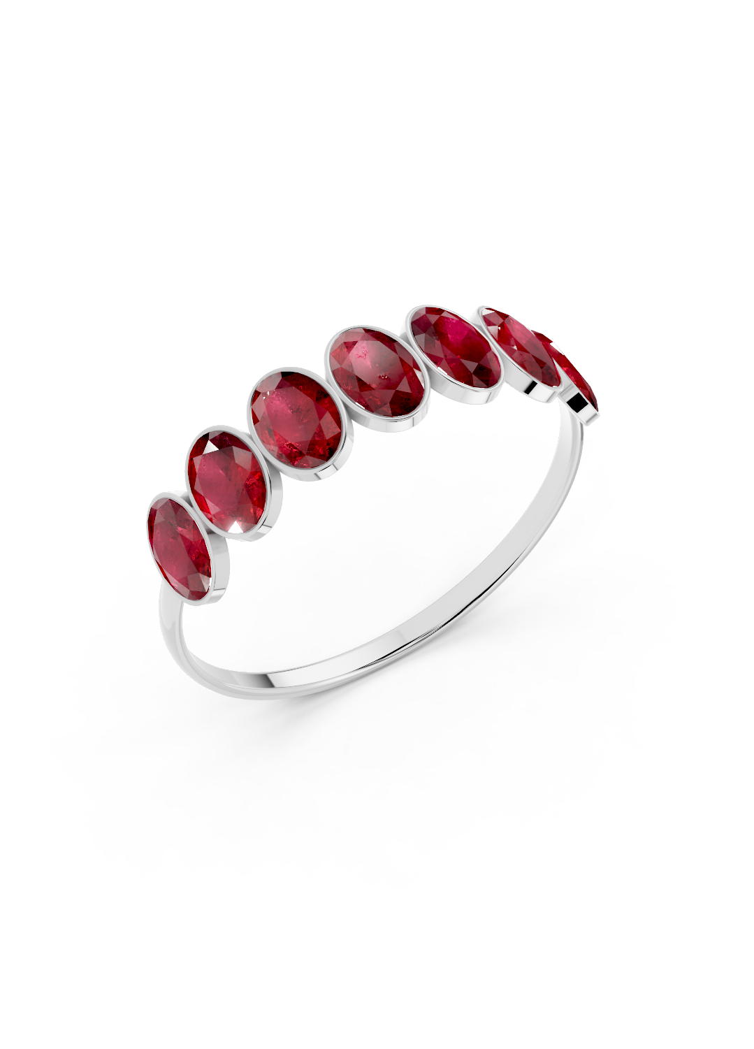 Ruby Oval Half Ring