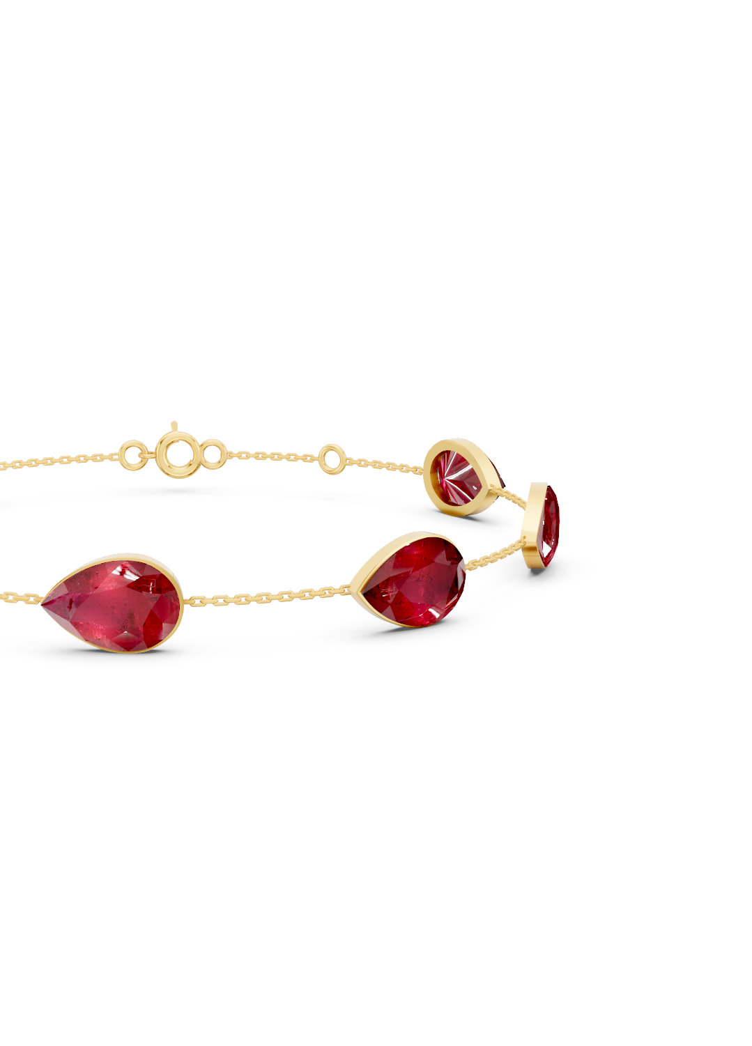 Pear-Cut Ruby Bezel-Set Delicate Bracelet