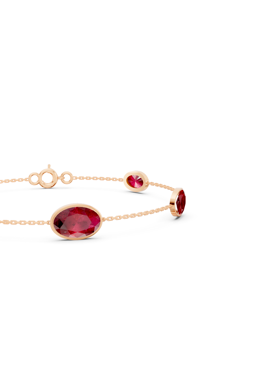 Crimson Ruby Solitaire Strand Bracelet