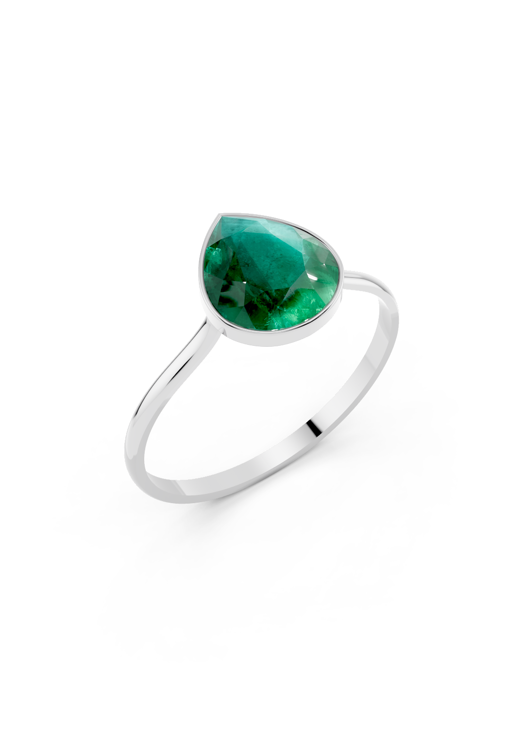 Emerald Pear Solitaire Ring