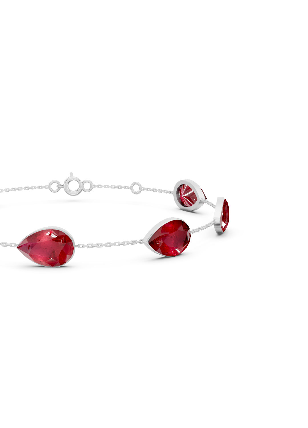 Pear-Cut Ruby Bezel-Set Delicate Bracelet