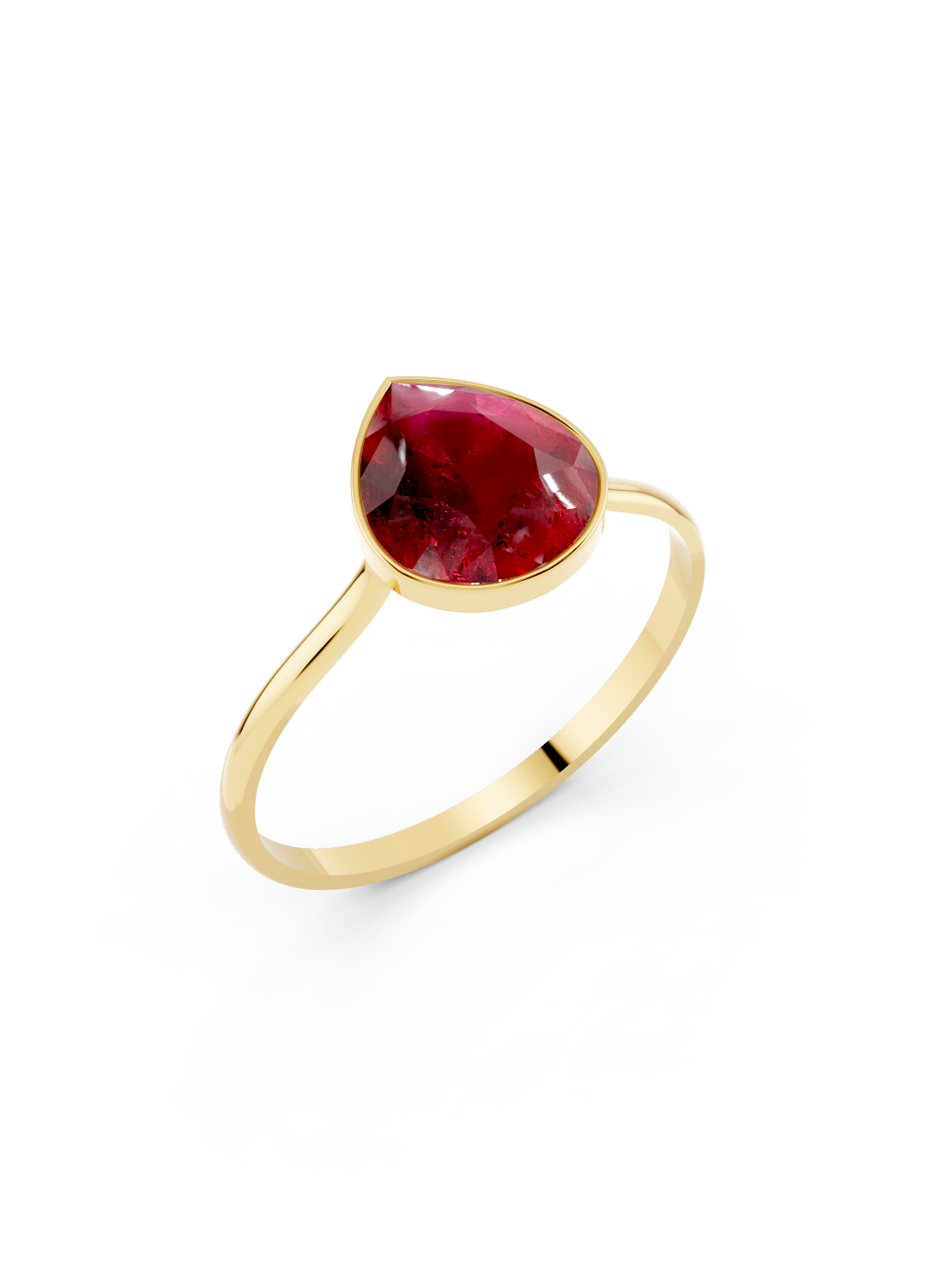 Ruby Pear Solitaire Ring