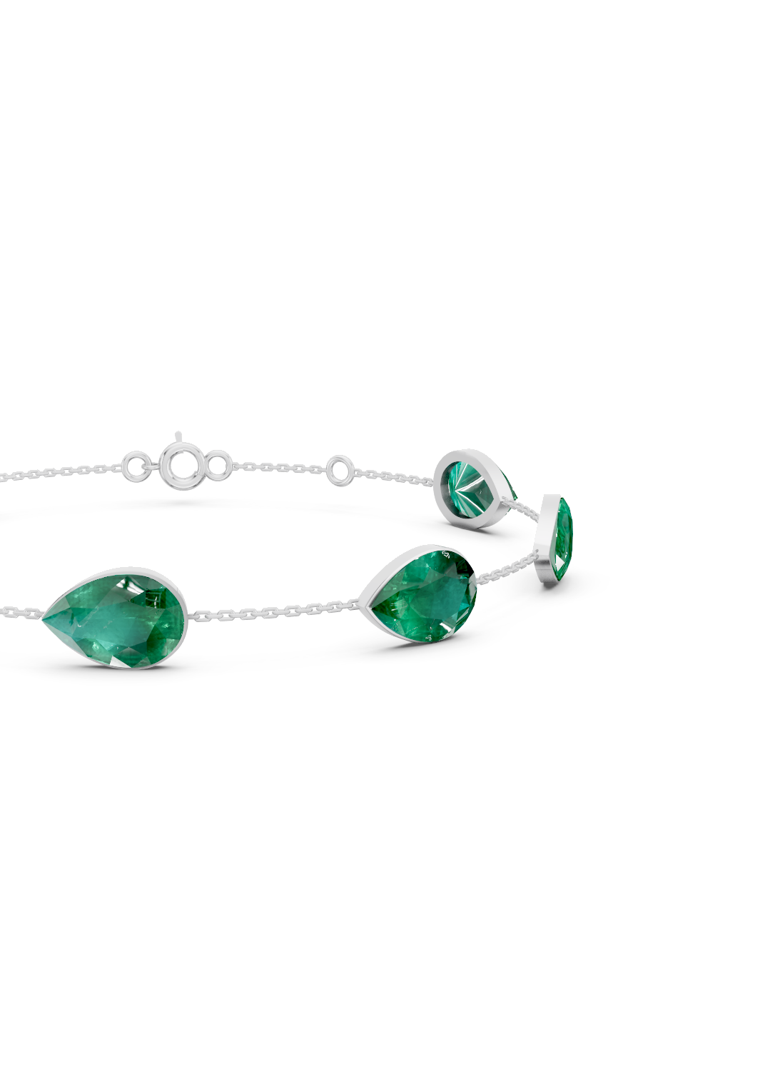 Pear-Cut Zambian Emerald Bezel-Set Delicate Bracelet