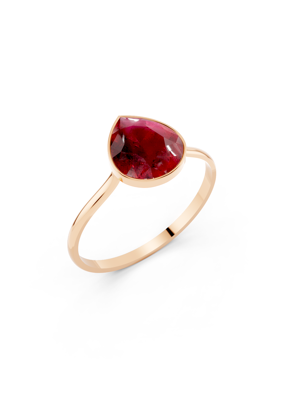 Ruby Pear Solitaire Ring