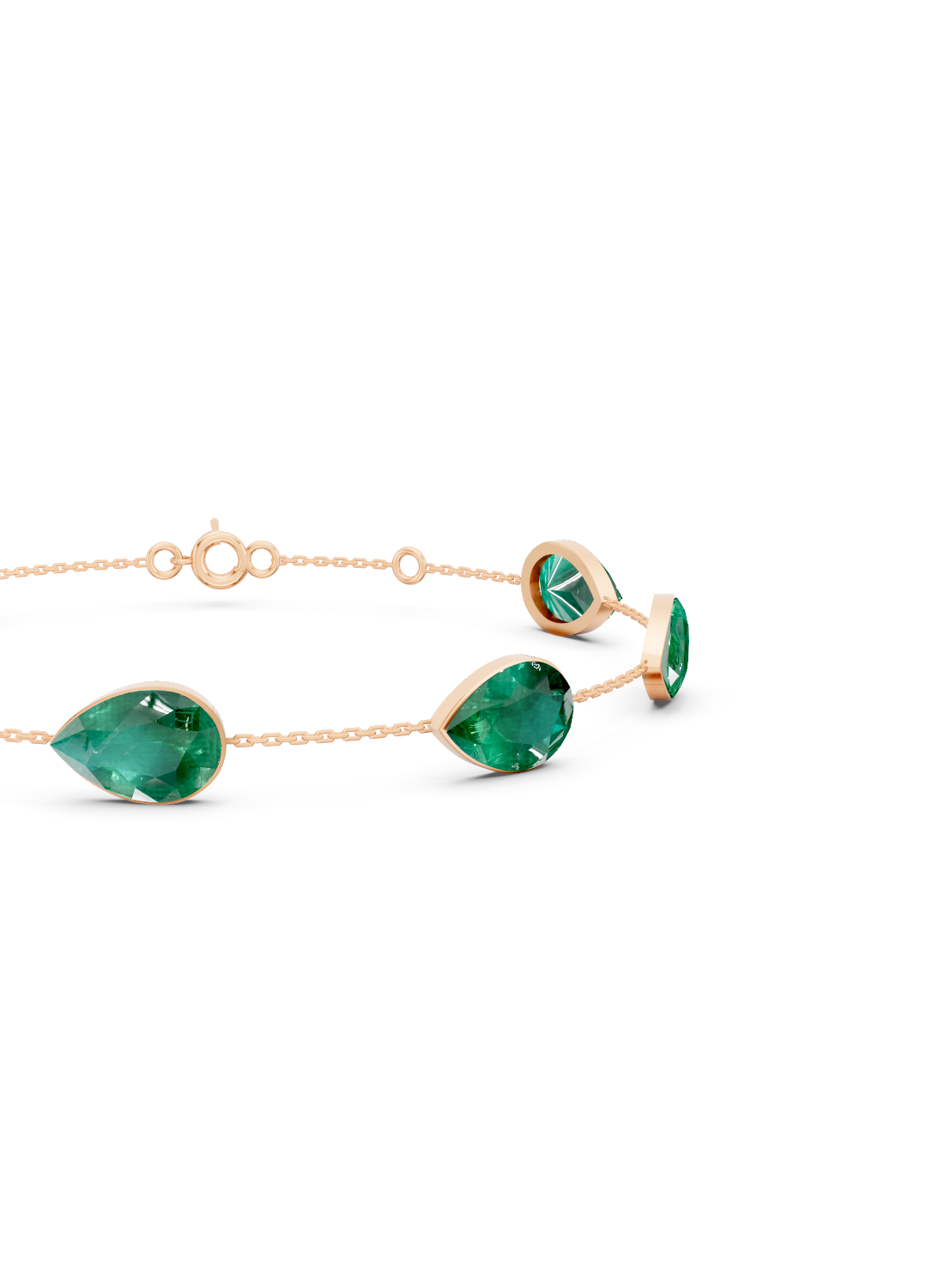 Pear-Cut Zambian Emerald Bezel-Set Delicate Bracelet