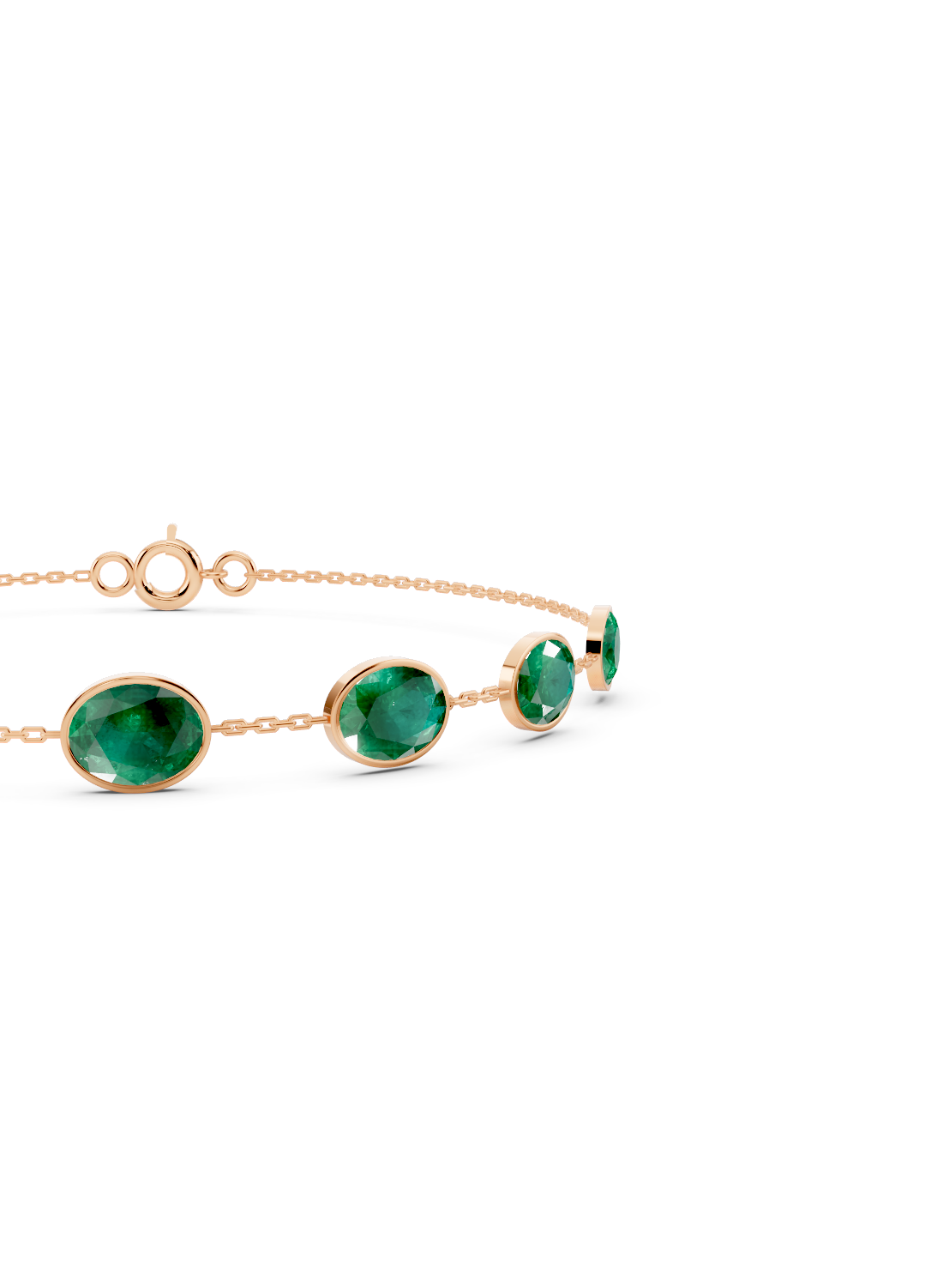 Cascading Emerald Solitaire Strand Bracelet