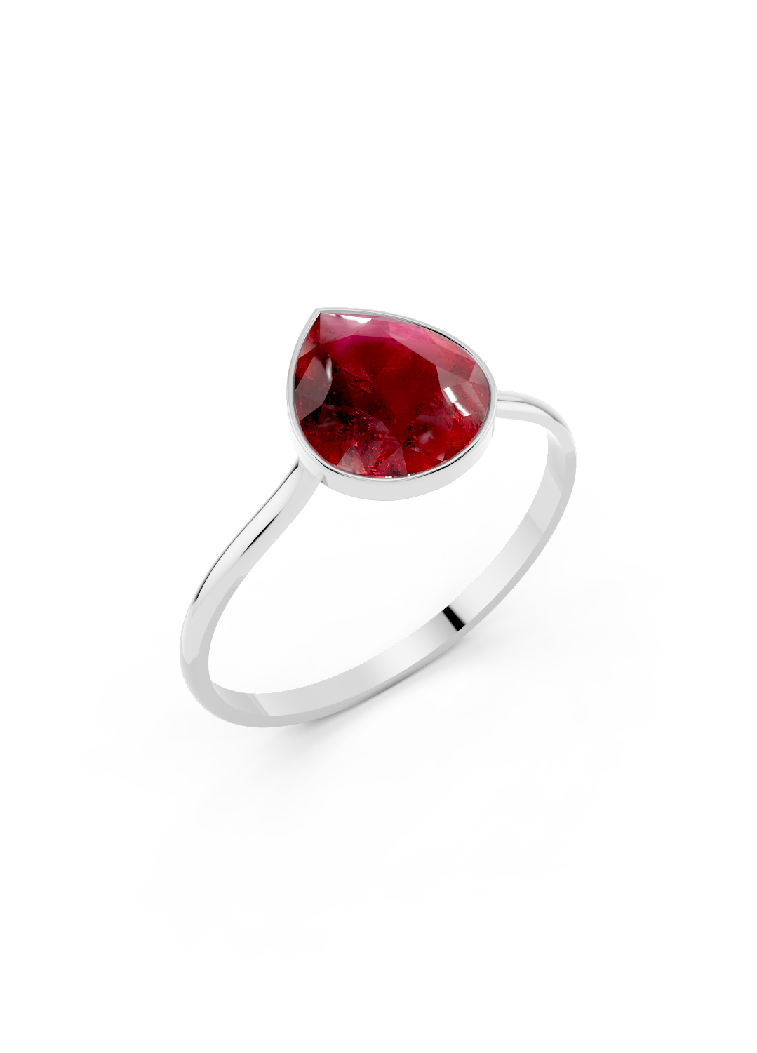 Ruby Pear Solitaire Ring