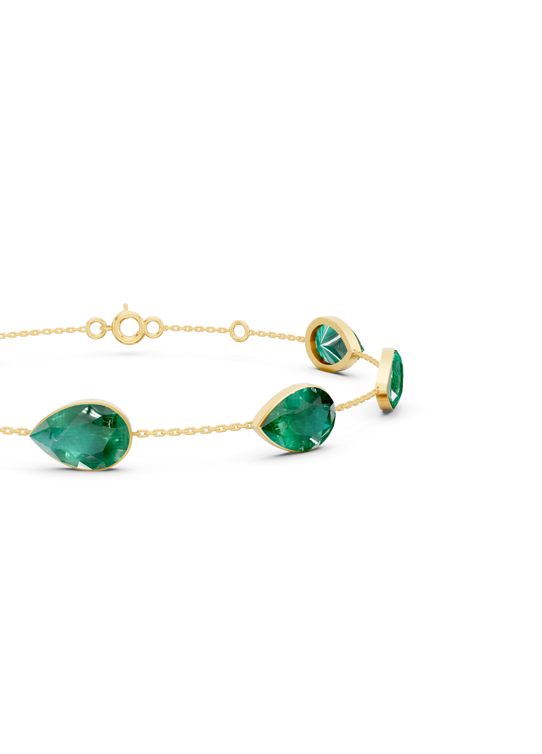 Pear-Cut Zambian Emerald Bezel-Set Delicate Bracelet