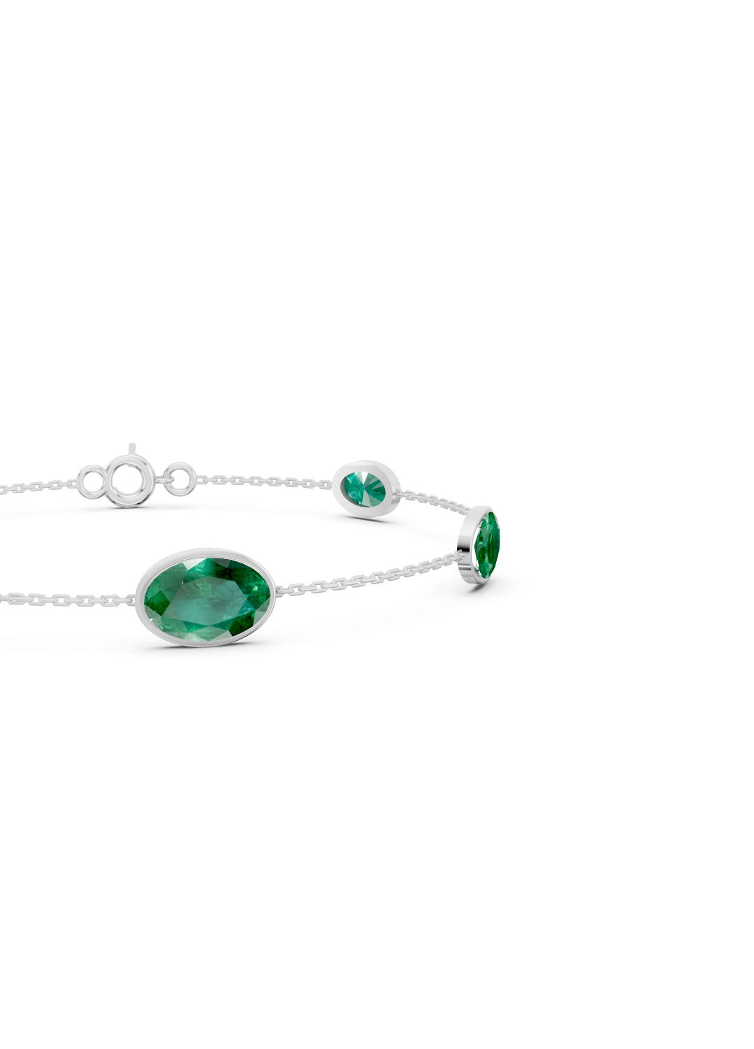 Crimson Emerald Solitaire Strand Bracelet
