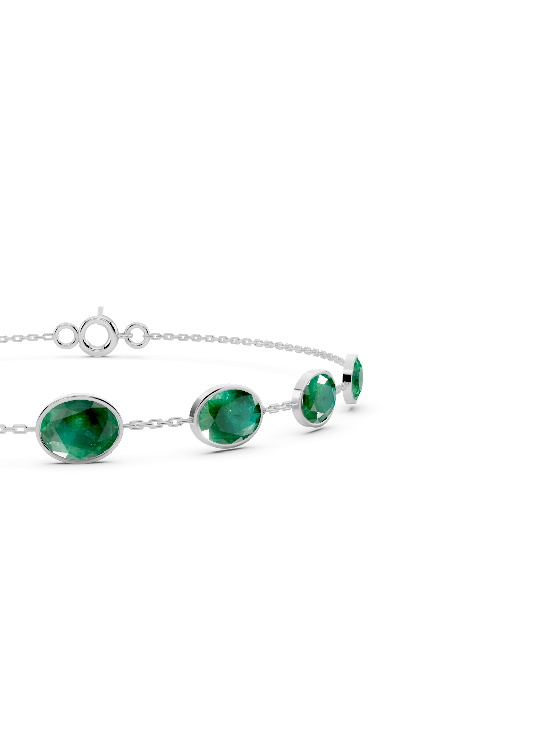 Cascading Emerald Solitaire Strand Bracelet