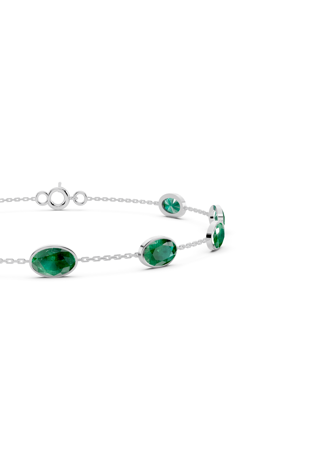 Emerald Solitaire Strand Bracelet
