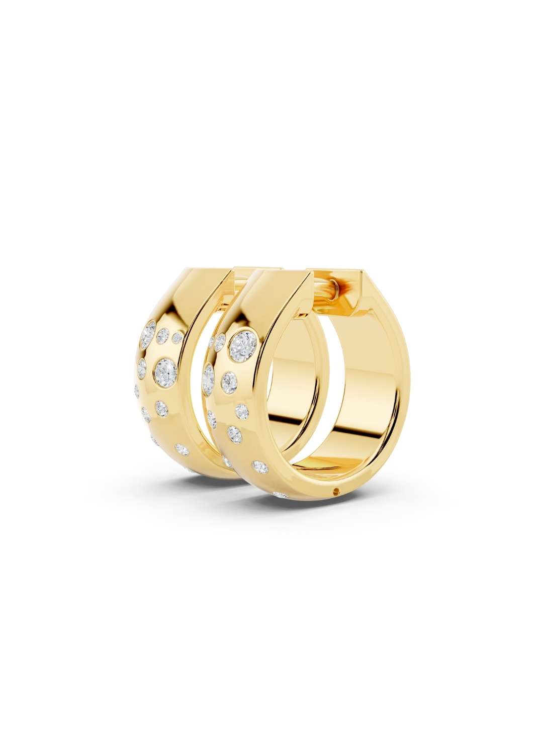 Scattered Diamond Huggie Hoops Image 1