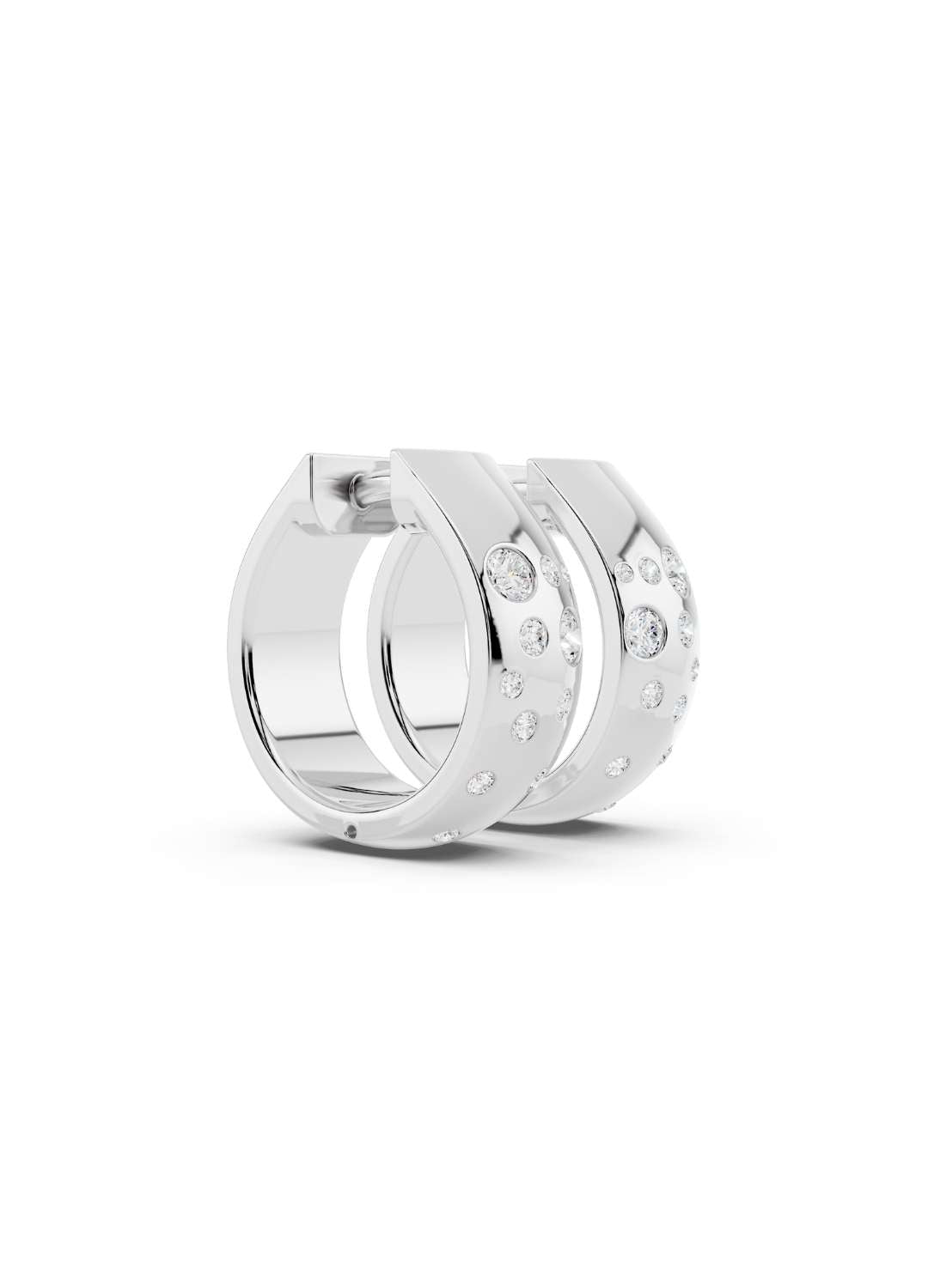 Scattered Diamond Huggie Hoops Image 11