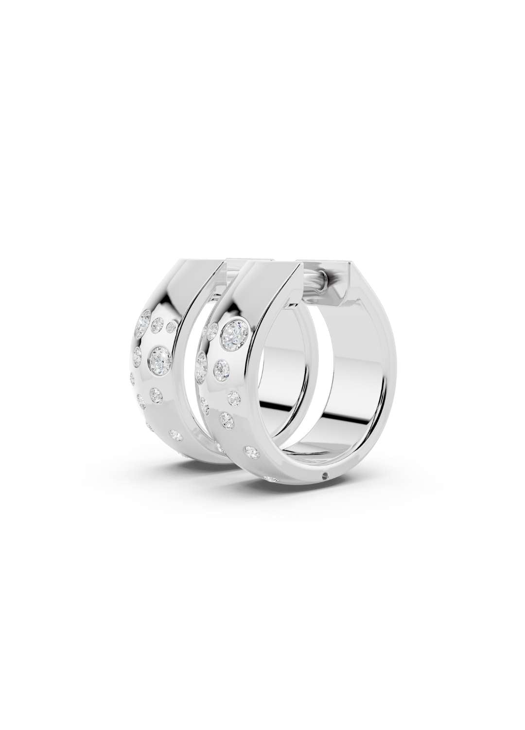 Scattered Diamond Huggie Hoops Image 13