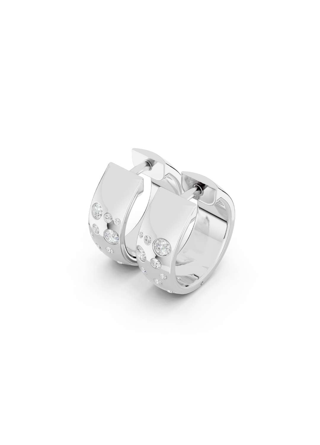 Scattered Diamond Huggie Hoops Image 14